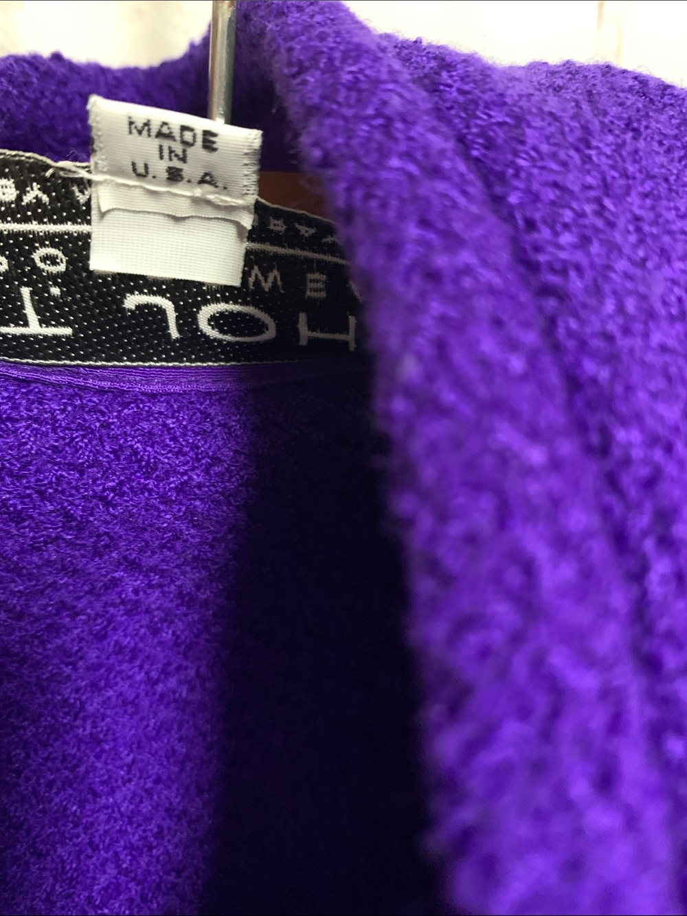 RARE Vintage St. John Purple Knit Jacket Coat Gold Black Logo Buttons Size P 42” - Picture 4 of 5
